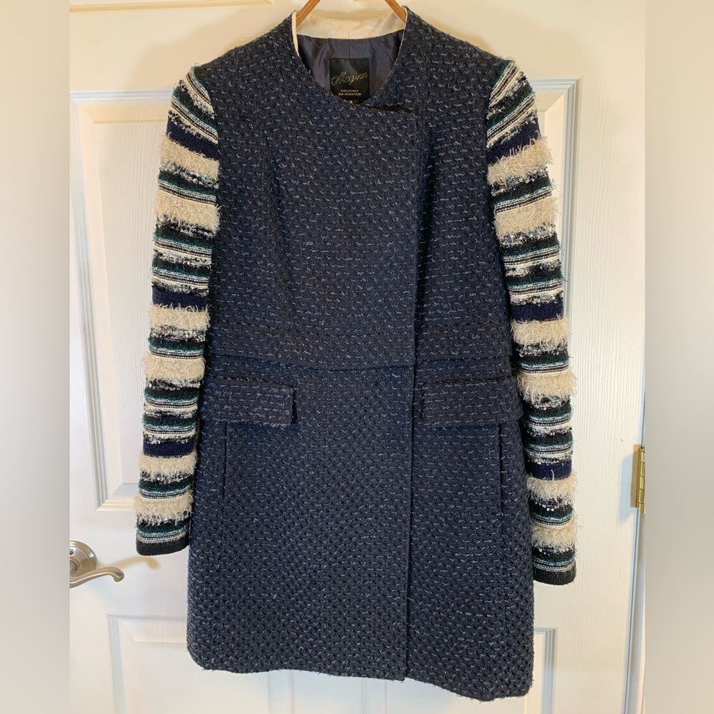 McGinn NWT Fully Lined Wool Blend Double Breasted Long Jacket Sz8